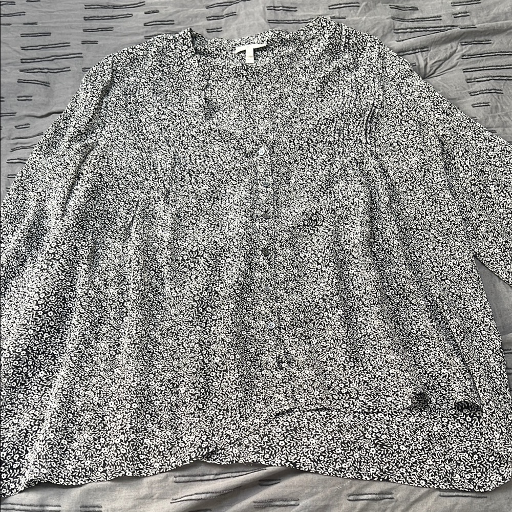 Joie Black Notched Collar Boxy Blouse